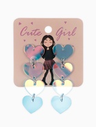 Серьги акриловые «Сияние» ряд сердечек, цвет голубой - фото 67924983