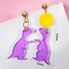 Серьги акриловые «Динозаврик» милый, фиолетово-жёлтые - Фото 1
