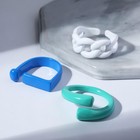 Набор колец из акрила «Формы», 3 шт. белый, синий, зелёный, безразмерные - Фото 1