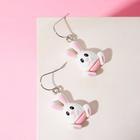 Серьги "Выбражулька" зайчики, цвет бело-розовый в серебре  (артикул 6970532)  большой выбор товаров оптом и в розницу по низким ценам с доставкой