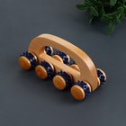 Массажёр с шипами «Гусеница», 15×6.8×6.5 см, универсальный, с ручкой, 8 колёс, деревянный, МИКС - Фото 3