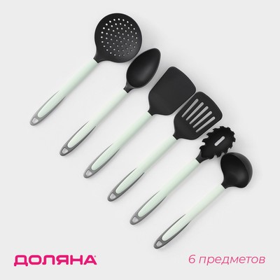 Набор кухонных принадлежностей Доляна «Софти», 6 предметов, пластик, МИКС