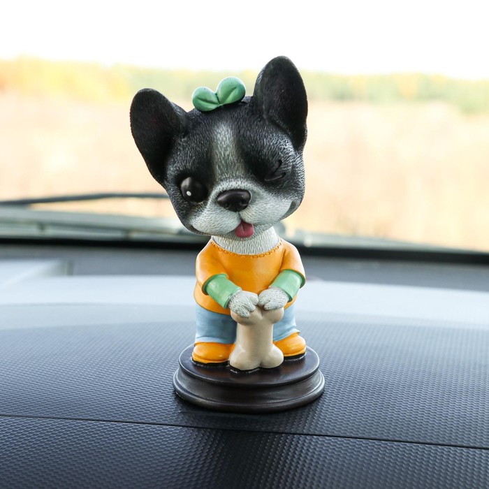 Собачка на панель авто, качающая головой, французский бульдог