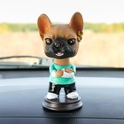 Собачка на панель авто, качающая головой, французский бульдог - фото 9366711