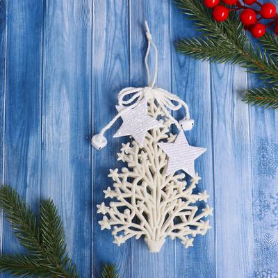 Ёлочная игрушка «Ёлочка в звёздах» 10×15 см, белый