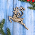 Ёлочная игрушка «Зимнее волшебство. Олень бегущий блеск» пластик, 13×11 см, золото - Фото 2