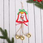 Украшение ёлочное "Колокольчик с шариками" Дед Мороз и снеговик 9,5х25 см - фото 318602247