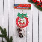 Ёлочная игрушка «Рождественский венок с шишками» снеговик в санках 10×23 см - Фото 2