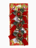 Ёлочные игрушки 3 шт. «Зимнее волшебство. Зимнее чудо» пластик, бантик цветок, 11×6.5 см, красный 6947639