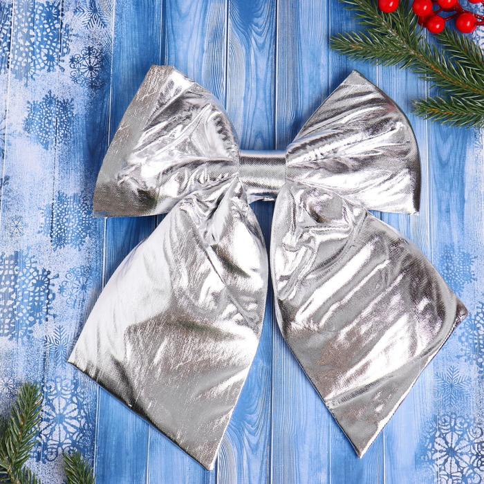 Ёлочная игрушка «Зимнее волшебство. Бант лоск» пластик, 24×26 см, серебро - Фото 1