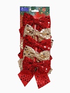 Ёлочные игрушки 5 шт. «Зимнее волшебство. Бант люкс» пластик, 11.5×13 см, красный, золото - Фото 9