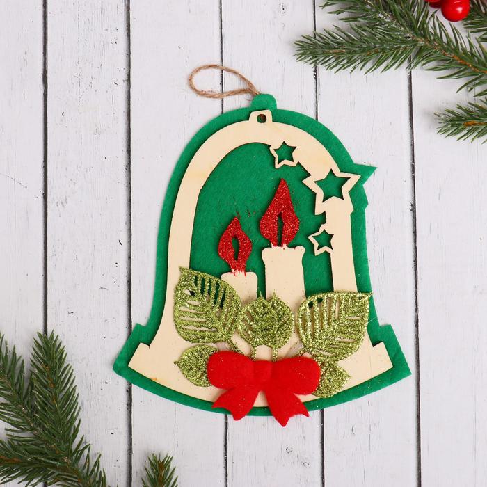 Ёлочная игрушка «Колокольчик со свечами» 15×16.5 см - Фото 1