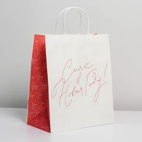 Пакет подарочный крафтовый «Сияй в Новом году», 28 × 32 × 15 см