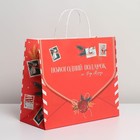 Пакет подарочный крафтовый «Новогодний подарок», 32 × 28 × 15 см - фото 9367204
