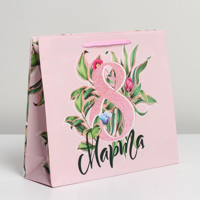 Пакет подарочный ламинированный, упаковка, «8 марта», ML 23 х 27 х 8 см - Фото 1