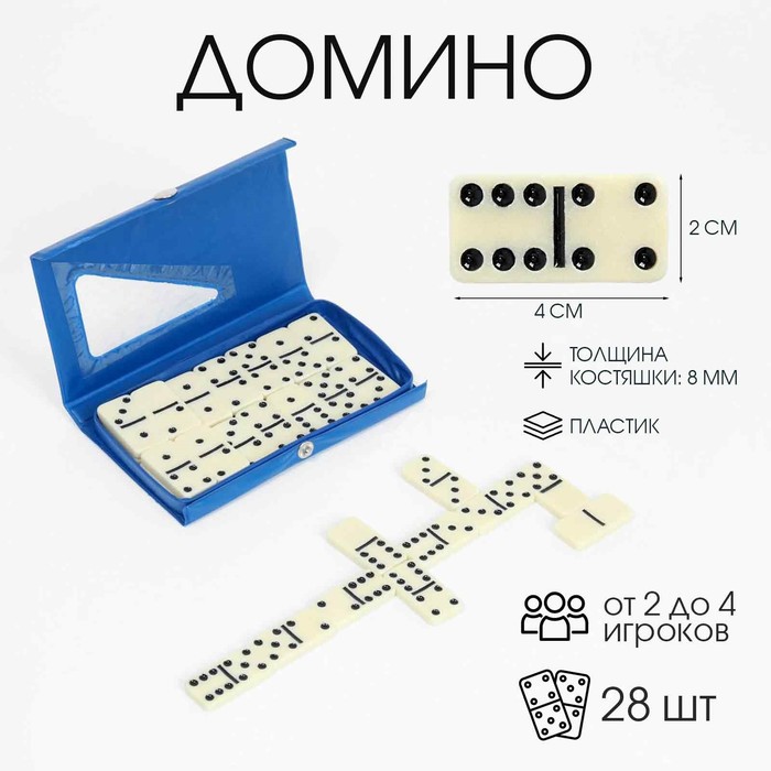 Домино классическое «Форкас», 28 шт., синий - Фото 1