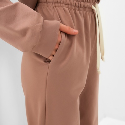Костюм женский (джемпер, брюки) MINAKU: Casual Collection, размер 42, бежевый