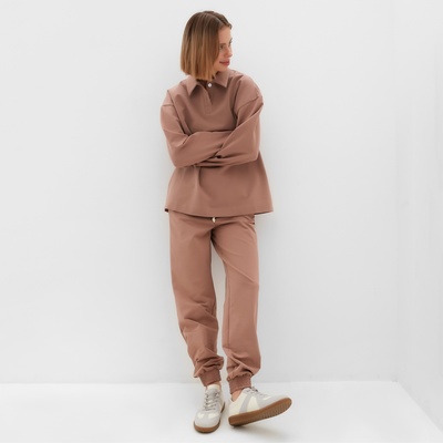 Костюм женский (джемпер, брюки) MINAKU: Casual Collection цвет бежевый, размер 46