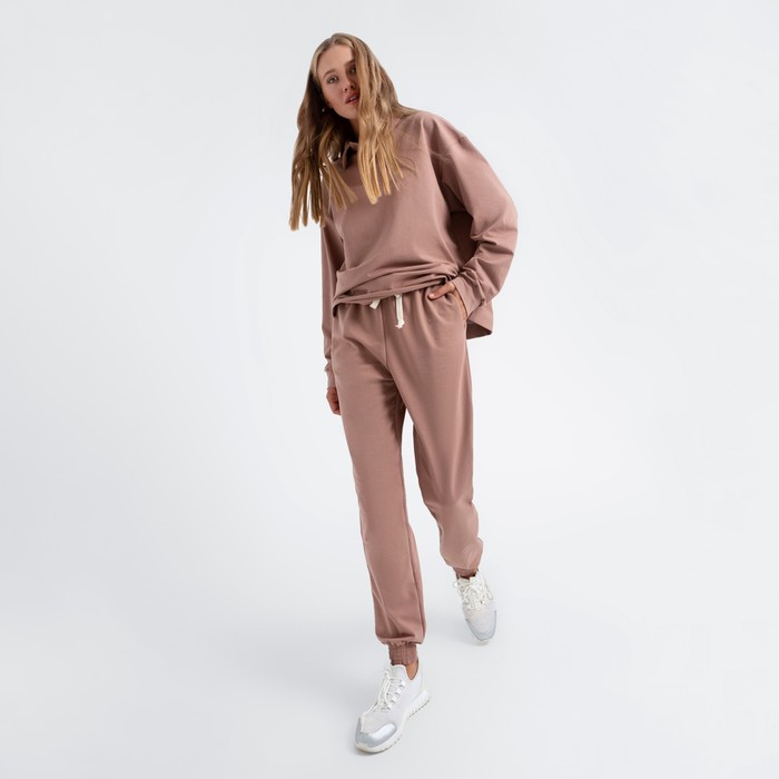 Костюм женский (джемпер, брюки) MINAKU: Casual Collection цвет бежевый, размер 48 50836