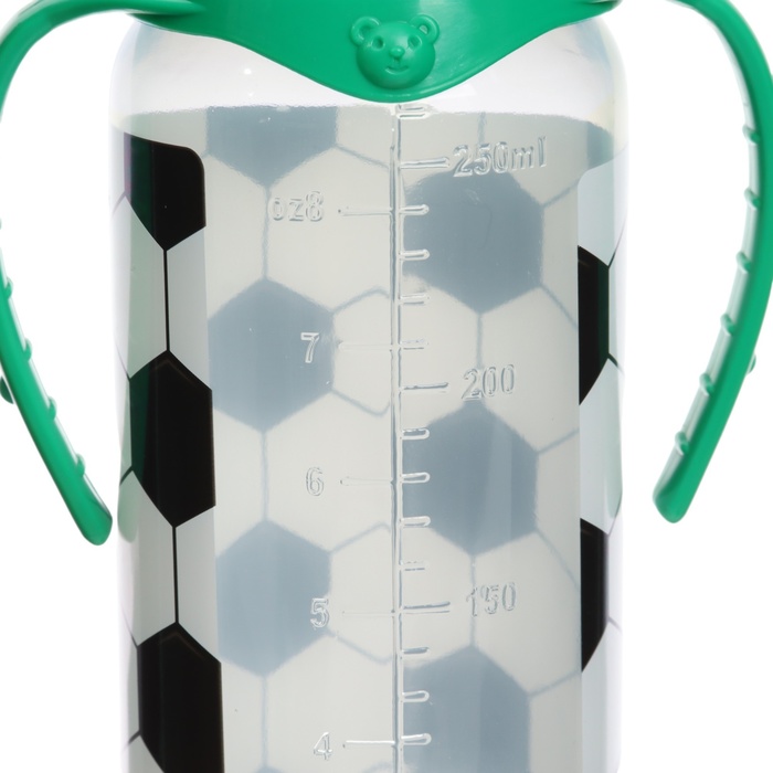 Бутылочка для кормления «Футболист», классическое горло, 250 мл., от 0 мес., цилиндр, с ручками - фото 1899966891
