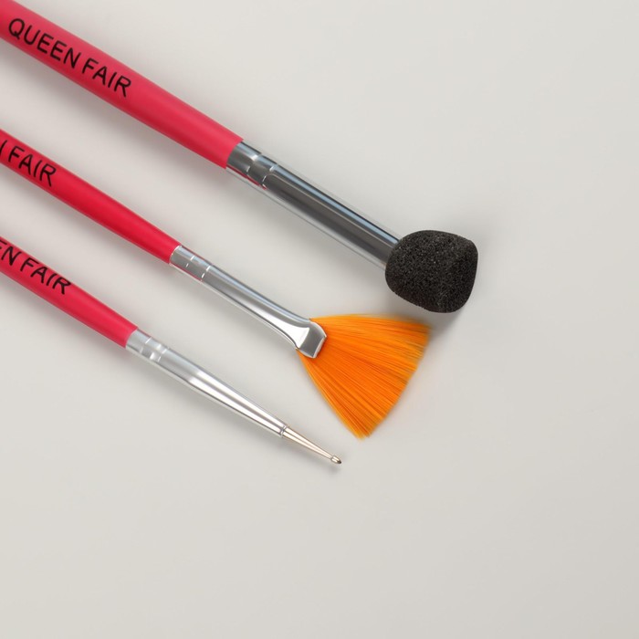 Набор для дизайна ногтей, 3 шт, 19 см, цвет розовый 23864