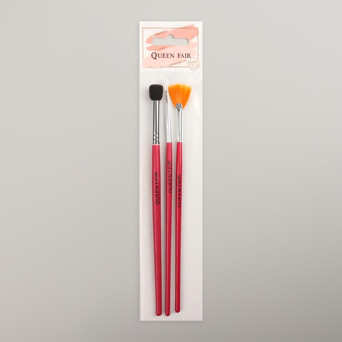 Набор для дизайна ногтей, 3 шт, 19 см, цвет розовый 23864