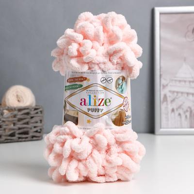 Плюшевая пряжа для вязания руками ALIZE, Puffy, 100% микрополиэстер, 9 м/100 г, (639 св. розовый)