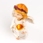Сувенир полистоун подсвечник "Ангел в беж. платье с узором, венок из роз" МИКС 10,5х6х4,3 см   62570 - Фото 6