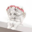 Сувенир полистоун "Белоснежные ангелочки в розовых венках, милуются" 6х5,5х4 см - Фото 2