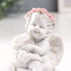 Сувенир полистоун "Белоснежный ангел в розовом венке, с щенком" 8х6,5х5 см - Фото 5