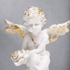 Сувенир полистоун "Белоснежный ангел, золотая патина на крыльях, с розами" 12х9,7х6,8 см - Фото 5