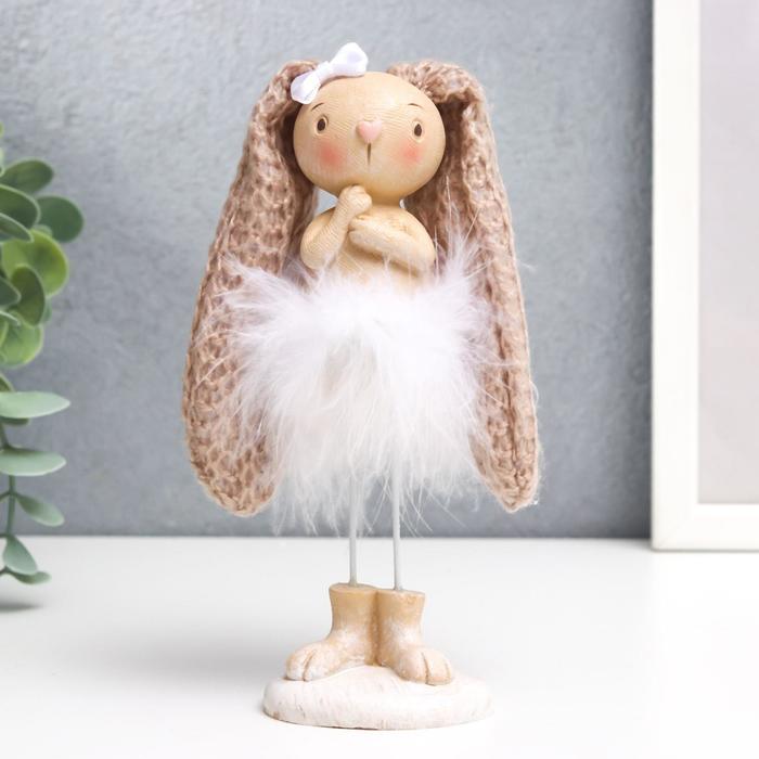 Фигурка полистоун «Заюшка с бантиком в пуховой юбочке», 27×5×5.8 см - Фото 1