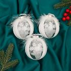 Ёлочные игрушки «Галатея снежинка», шары новогодние, d=8 см, 3 шт., серебристо-белый - Фото 1