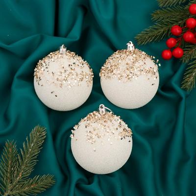 Ёлочные игрушки «Новелла блеск», шары новогодние, d=8 см, 3 шт., золото