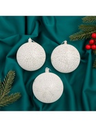 Ёлочные игрушки «Феклиста», шары новогодние, d=8 см, 3 шт., серебристо-белый - Фото 2