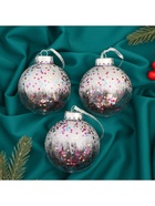 Ёлочные игрушки «Праздничное настроение», шары новогодние, набор 3 шт., d=8 см - фото 119629520