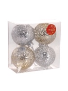 Ёлочные игрушки «Праздничный блеск», шары новогодние, d=10 см, набор 4 шт., серебро/золото - Фото 5
