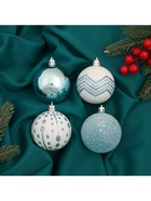 Ёлочные игрушки «Рогнеда», шары новогодние, d=6 см, набор 4 шт., бело-голубой - Фото 2