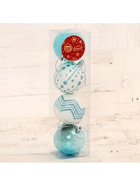 Ёлочные игрушки «Рогнеда», шары новогодние, d=6 см, набор 4 шт., бело-голубой 6536930