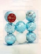 Ёлочные игрушки «Ренна», шары новогодние, d=6 см, набор 9 шт., белый зелёный - Фото 2