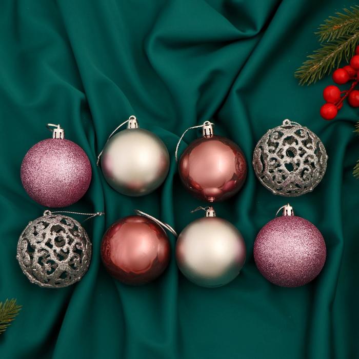 Ёлочные игрушки «Камилла», шары новогодние, d=6 см, набор 8 шт., МИКС - Фото 1