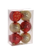 Ёлочные игрушки «Мелания», шары новогодние, d=6 см, набор 6 шт., золотистый/красный 6536942