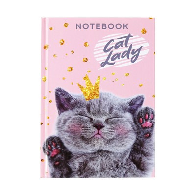 Колледж-тетрадь в твердой обложке 7БЦ, А5, 64 листа, Киса, блок в клетку, глянцевая ламинация