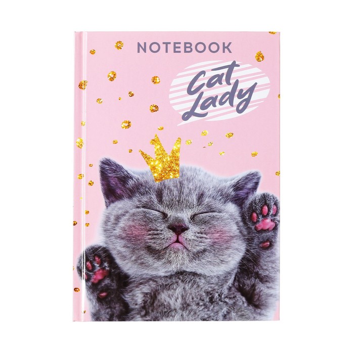 Колледж-тетрадь в твердой обложке 7БЦ, А5, 64 листа, Киса, блок в клетку, глянцевая ламинация - Фото 1