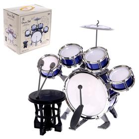Барабанная установка «Басист», 5 барабанов, тарелка, палочки, педаль, стул, МИКС, уценка (помята упаковка)