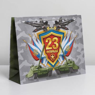 Пакет подарочный ламинированный, упаковка, «Танки и самолёты», L 28 х 38 х 9 см