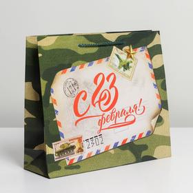 Пакет подарочный ламинированный горизонтальный, упаковка, «Письмо защитнику», ML 25 х 21 х 8 см