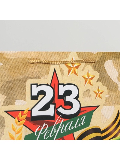 Пакет подарочный ламинированный, упаковка, «С 23 февраля», L 28 х 38 х 9 см