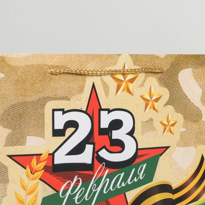 Пакет подарочный ламинированный, упаковка, «С 23 февраля», L 28 х 38 х 9 см