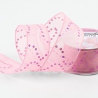 Лента декоративная «Пайетки», 40 мм, 9±0.5 м, розовая - Фото 1